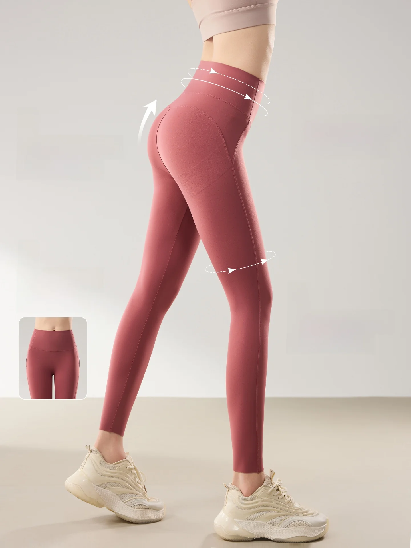 Pantaloni da yoga slim fit a vita alta da donna Fitn Controllo della pancia Sollevamento del sedere Pantaloni a strato base sottile Arca Texture della pelle