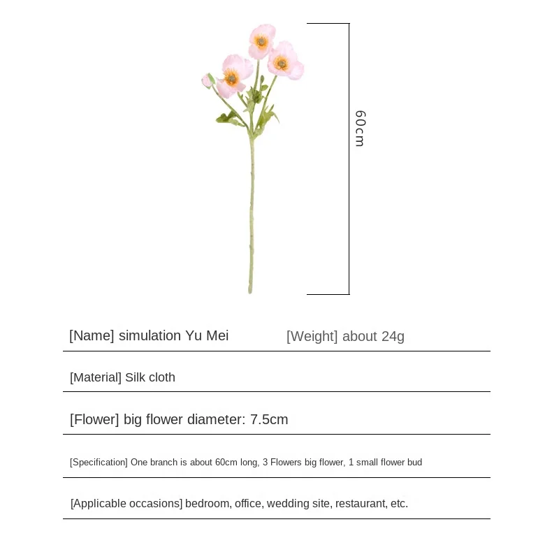 flowers artificial Simulation Yu Beauty: 4-head Poppy Silk Flower Fake Flower Pastoral Home Wedding Decoration outdoor decor