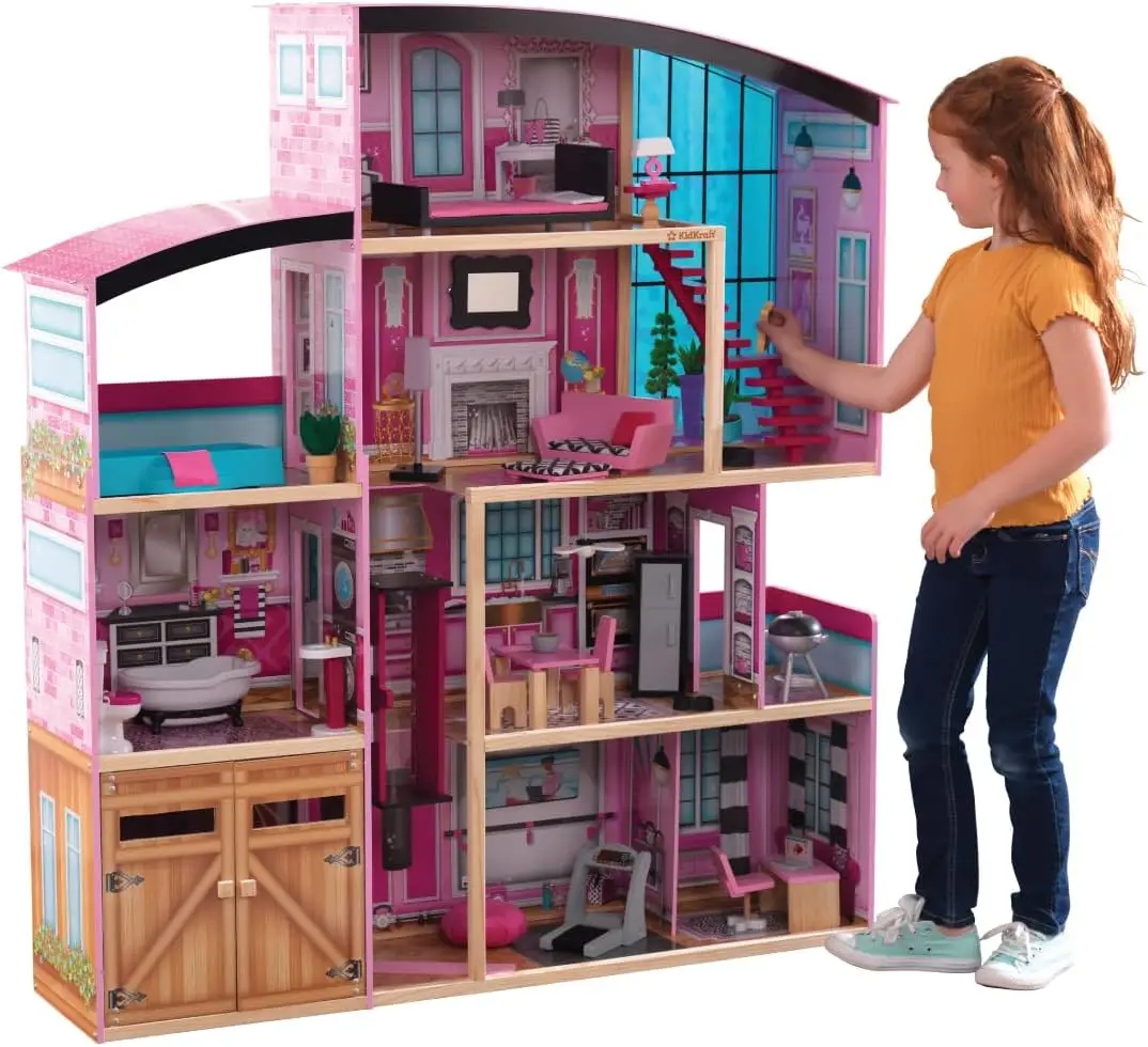 

HOT Wooden Dollhouse Shimmer Mansion for 12" Dolls USA