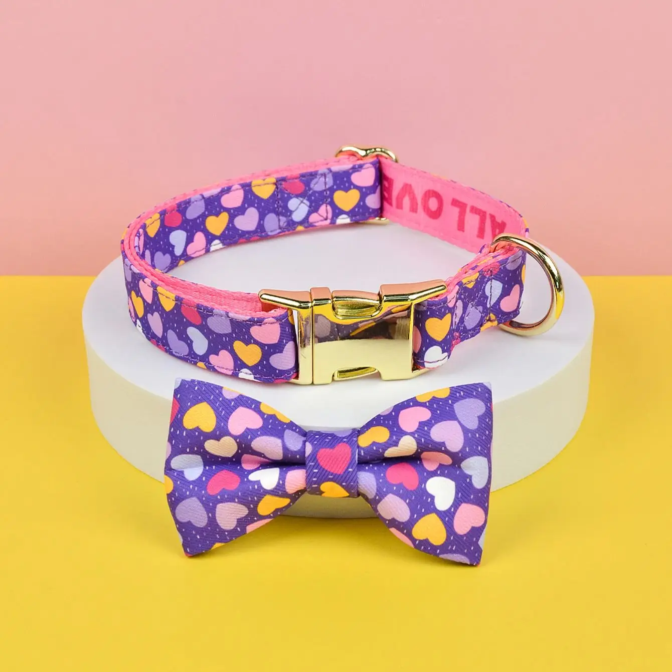 1 Pcs Thanksgiving Christmas Gifts High Quality Cute Pet Collar With Bow Tie Double Side Printed Necklace Pet Adjustable Collar
