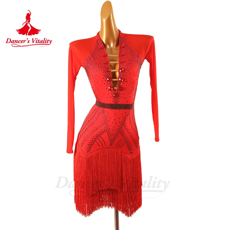 

Latin Dance Performance Dress for Women Customsized Chacha Tango Rumba Competiton Costume Skirt Adult Children Latin Dresses