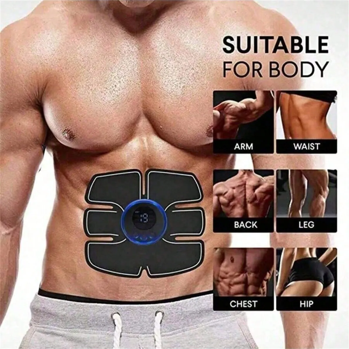 

EMS Muscle Stimulator Training Device For Abs And Arms Workout, Home Fitness Equipment For Men