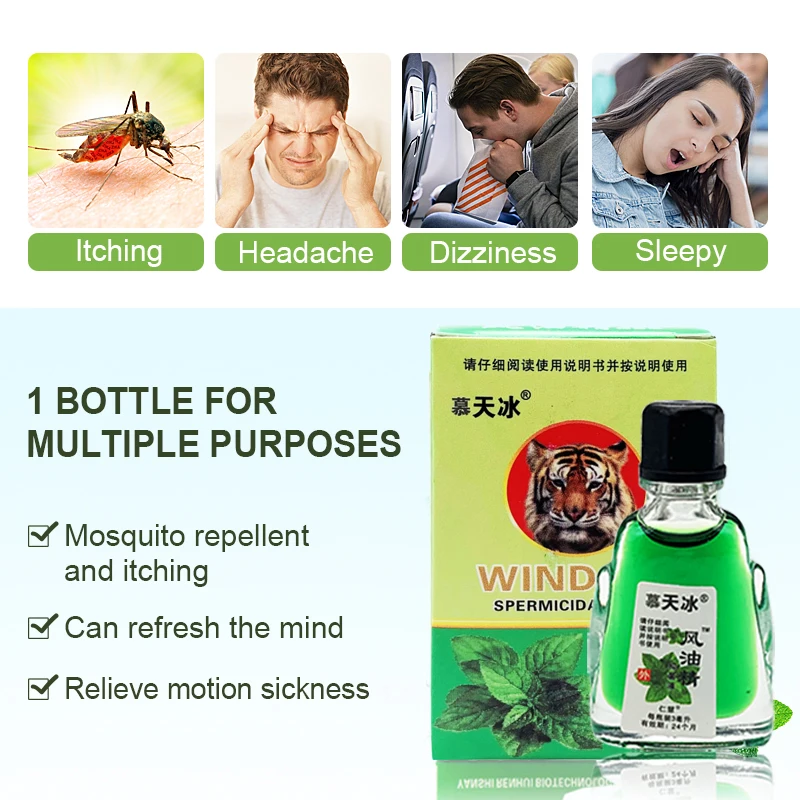 ZB Fengyoujing Pure Essential Mint Oil Tiger Balm Refreshing Liquid Repel Mosquitoes And Relieve Itching Headache Dizziness Cure