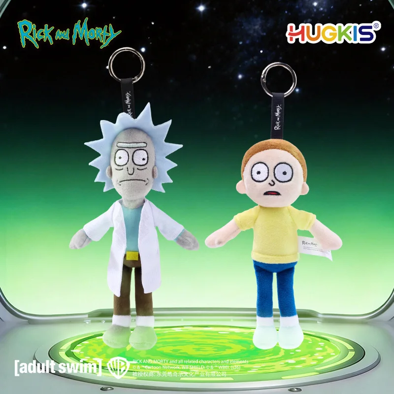 

HUGKIS Rick And Morty Plush Keychain Cartoon Character Soft Stuffed Doll Pendant Funny Trendy Toy Gift For Adult Anime Fans