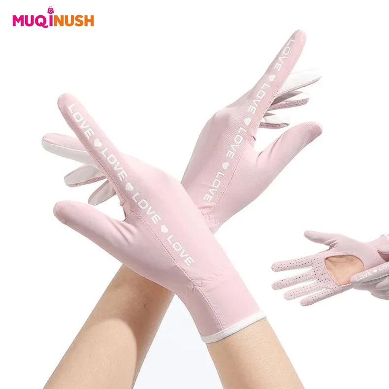 

1 PC Sun UV Resistant Summer Driving Gloves With Full Finger Touch Screen Anti Slip Outdoor Gloves Suitable For Women And Girls