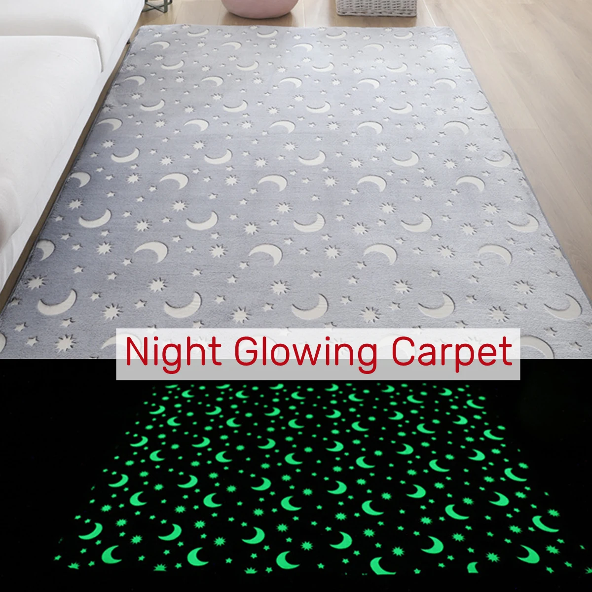 Night Glowing Round Carpet Soft Plush Floor Mat Bedroom Area Rugs Fashion Pattern Luminous Carpet