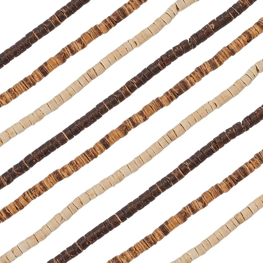 

750Pcs 6 Strands 3 Colors Flat Round Wooden Beads Coconut Bead Bulk White Brown Natural Wood Loose Spacer Mini Bead Strands kit
