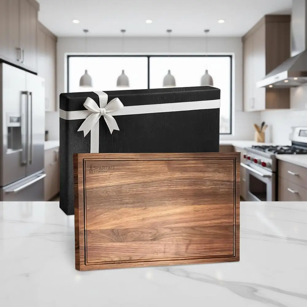 

Reversible Black Walnut Cutting Board, 18 x 12 - Multipurpose for Meat, Cheese, and Veggies, BPA-Free