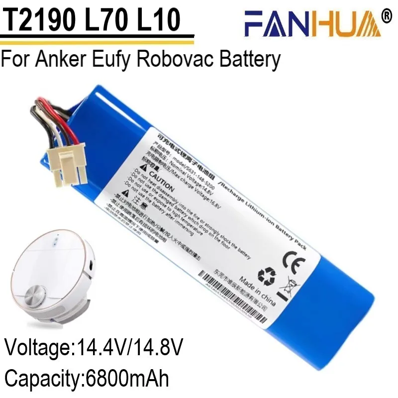 

6800mAh 14.4V Li-ion Battery For Anker Eufy Robovac L10 L70 Robot Vacuum Cleaner Accessories Spare Parts T2190G21 T2190 S90 X90