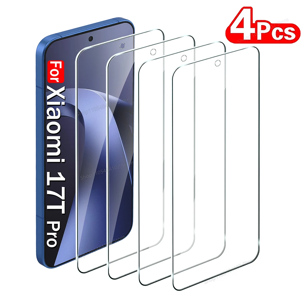 4 Stück Klarglas-Displayschutzfolie für Xiaomi 17T Pro 13 14 11 12 Lite Gehärtetes Glas für Xiaomi 14T 13T 12T 11T Pro Schutzfolie