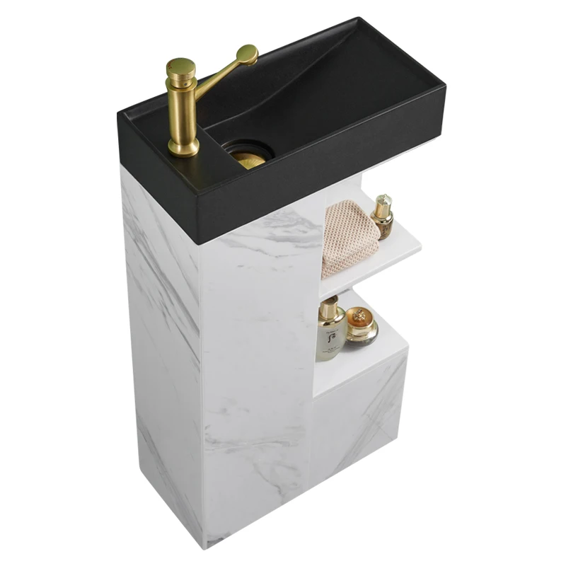 Small-sized mini washstand with upright washbasin