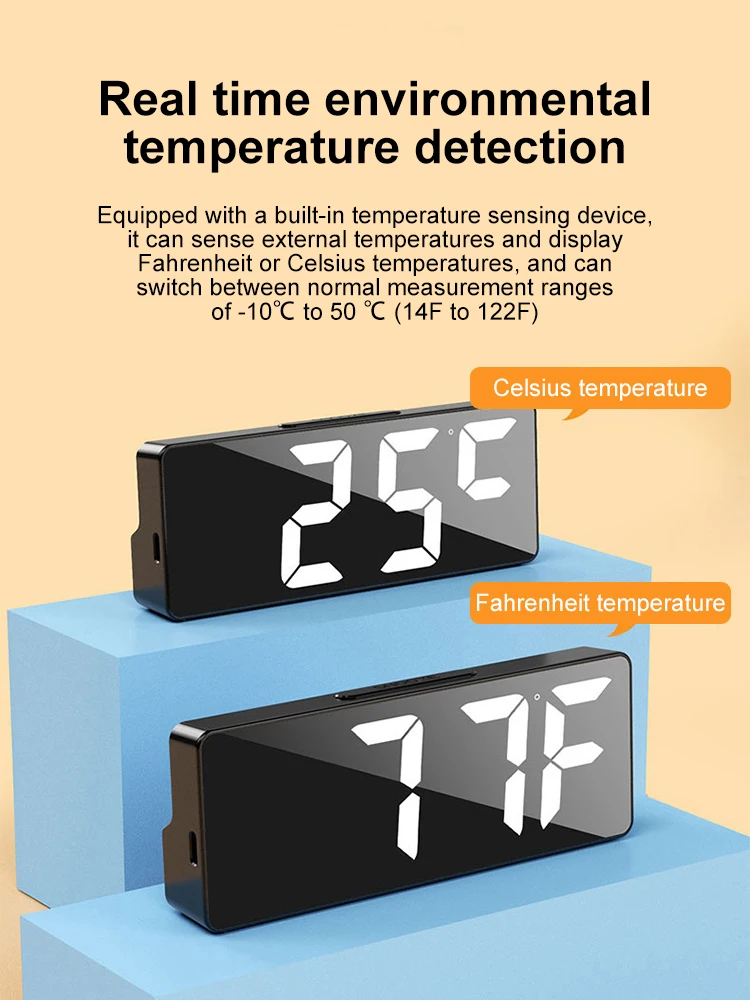 Digitale Klok Led Wekker Slaapkamer Elektronische Desktop Klok Met Temperatuur Display Instelbare Helderheid