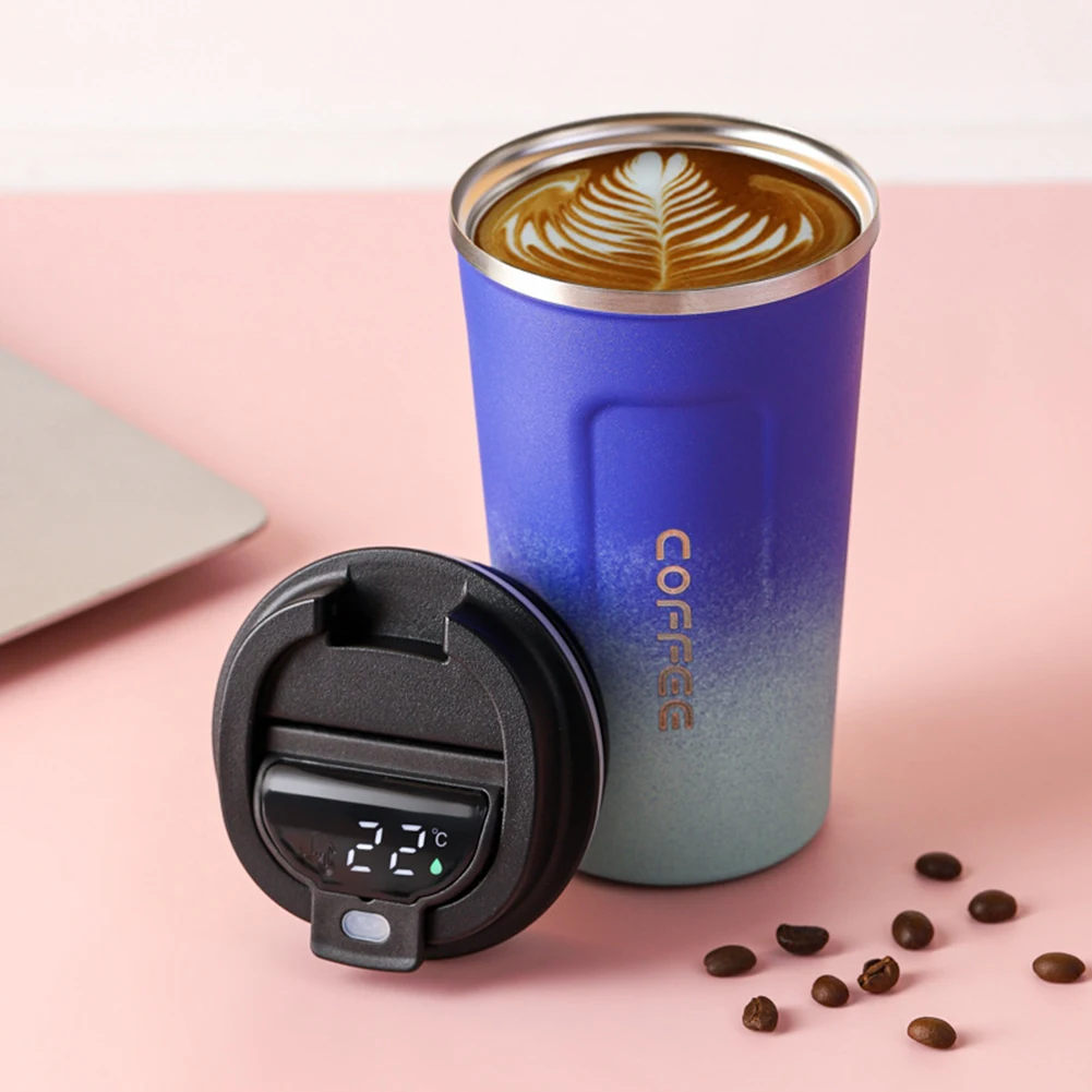 380/510ml Kaffee-Thermosflasche aus Edelstahl, intelligente Temperaturanzeige, tragbare Thermosflasche mit großem Fassungsvermögen