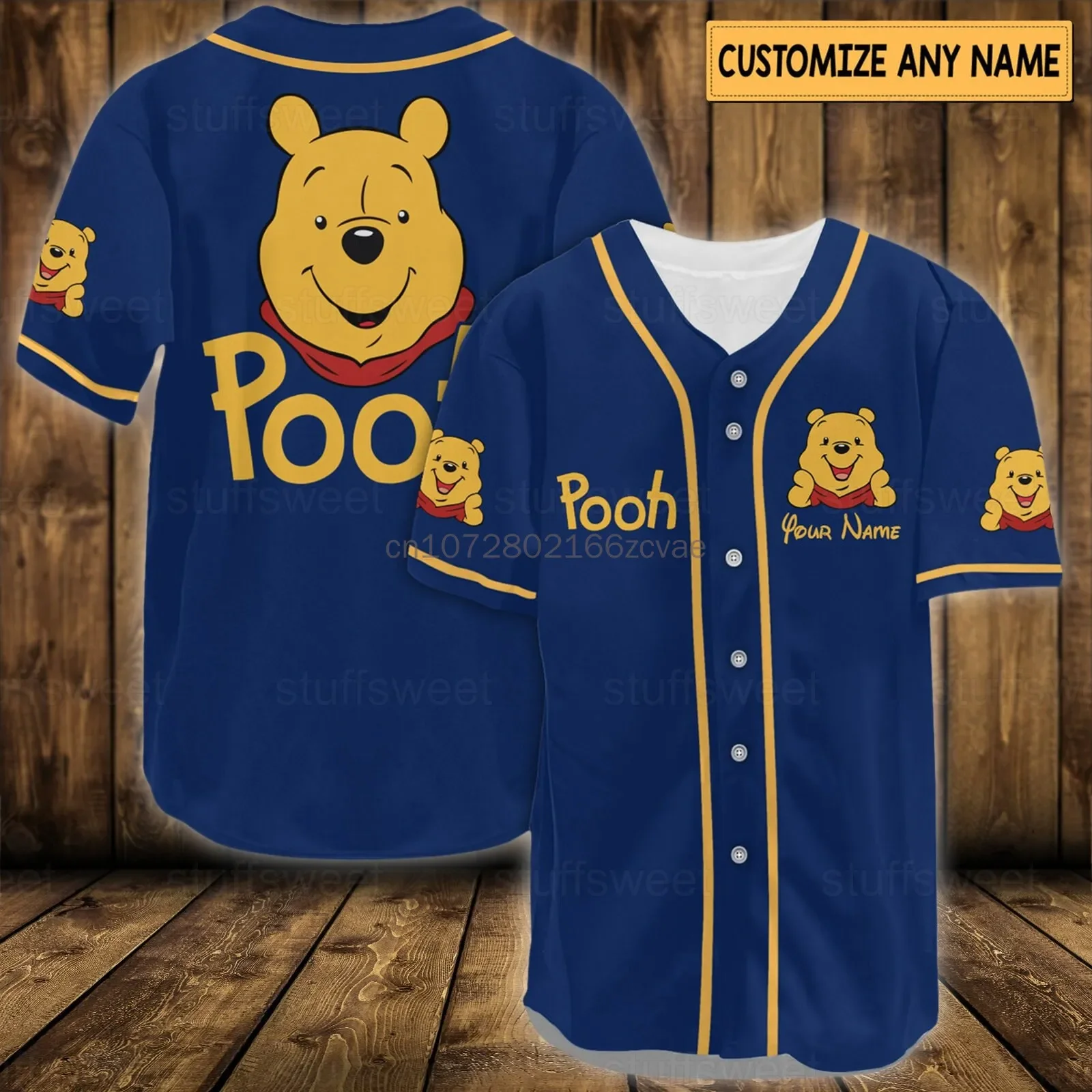 New Winnie The Pooh  Baseball Lovely Personalized Cartoon Print Baseball Jersey Shirts Outdoor Sports Casual Men Women Kids Top