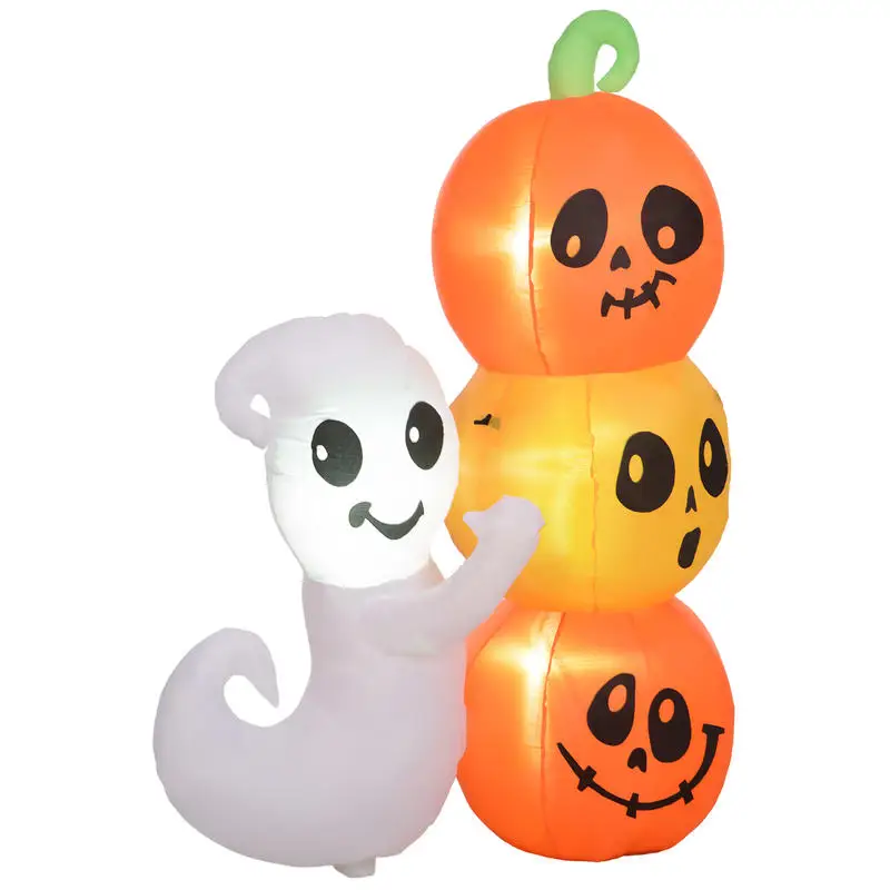

HOMCOM 5ft Inflatable Halloween Ghost and Pumpkin, Blow Up LED Display for Garden Indoor Outdoor