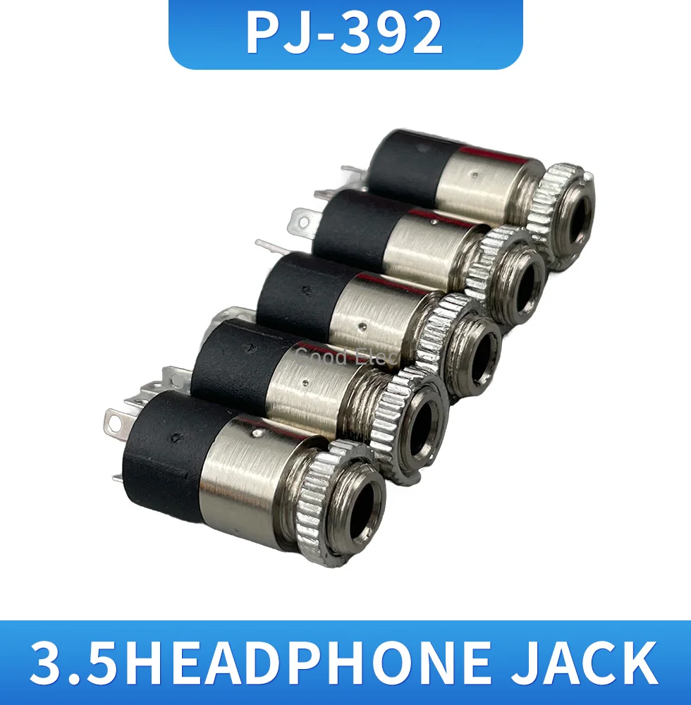 5PCS/LOT PJ392 3.5mm Stereo Female Sockect Jack with Screw 3.5 Audio Headphone Connector PJ-392