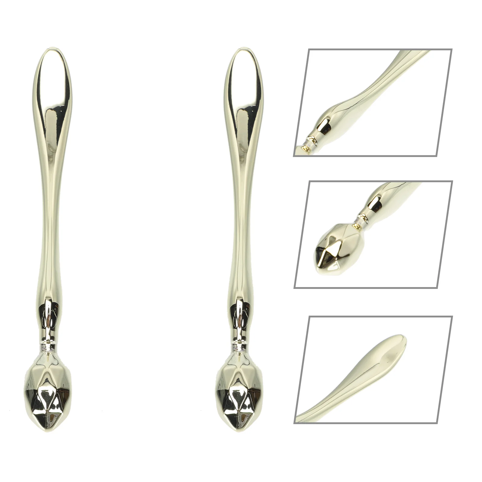 

2 Pcs Eye Bag Cream Stick Massager Spoon Dining Table Golden Massaging Rod Miss