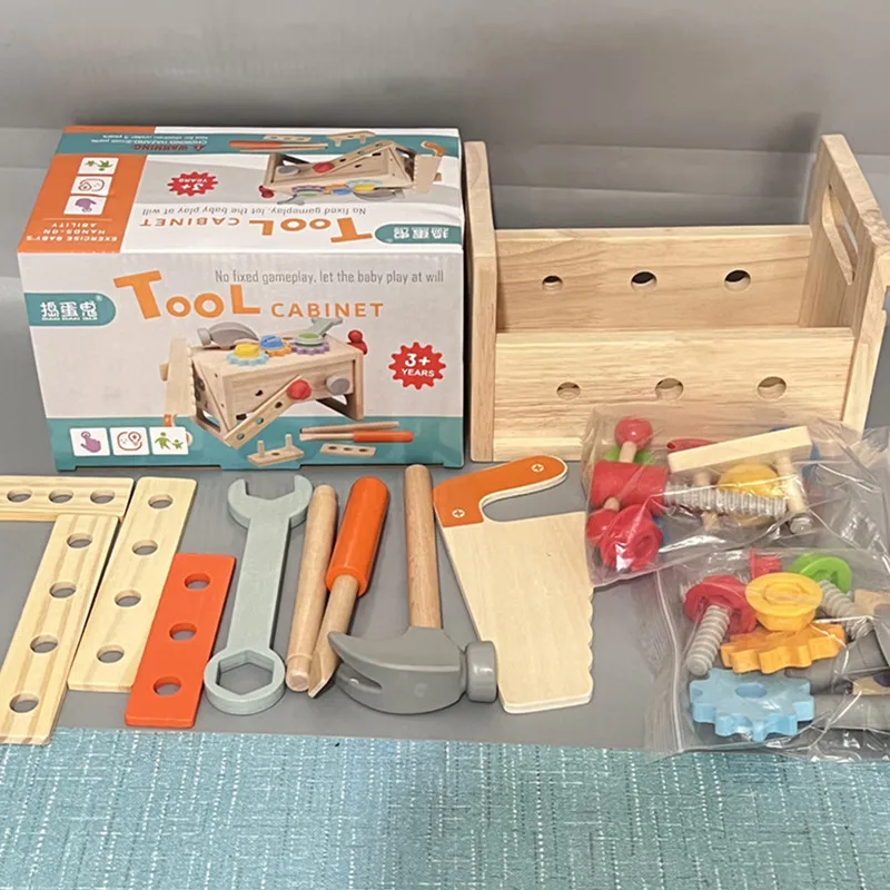 Blöcke Kinder Holz Reparatur Toolbox Schraube und Mutter Entfernung Handwerkzeug Tisch Männlich Baby Puzzle Spielzeug Hobbys
