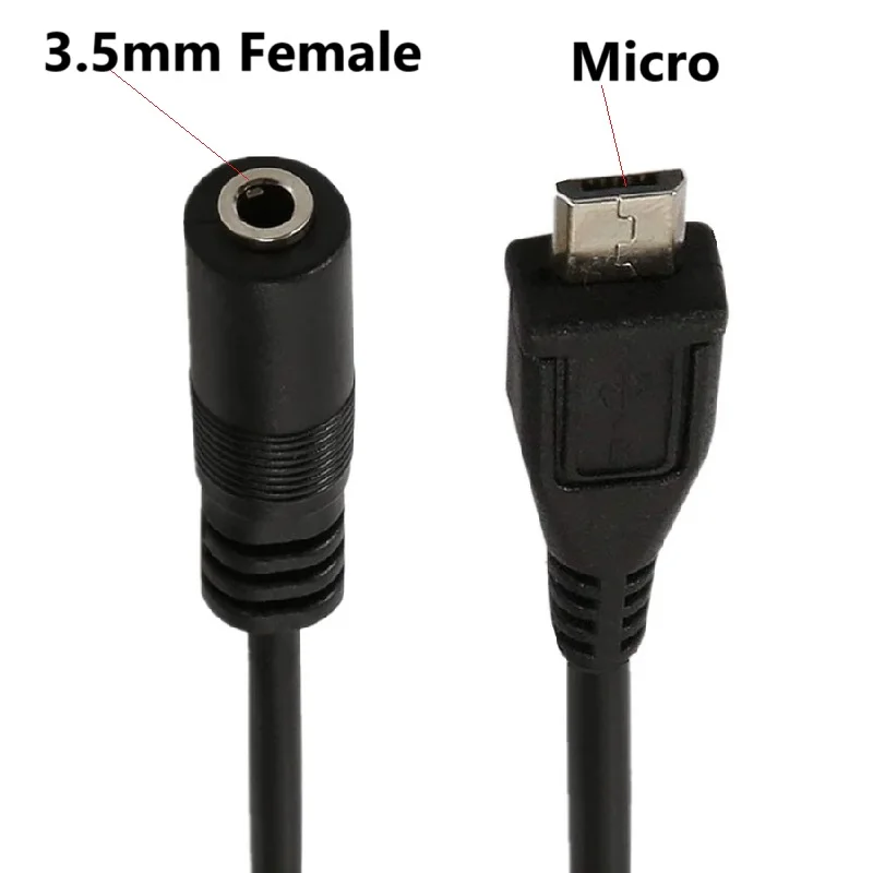 3,5 mm DC vrouwelijk naar micro mini USB audio-verlengkabel voor microfoon-headset audiobeschakeling mobiele telefoon adapterkabel
