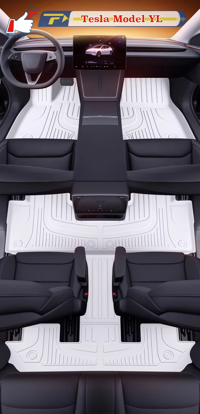 

Left-hand Drive Car Floor Mat For Tesla Model YL 6 Seats 2026 Full-Surrounded Foot Mat Mat Floor Liner Floor Carpet Water-proof