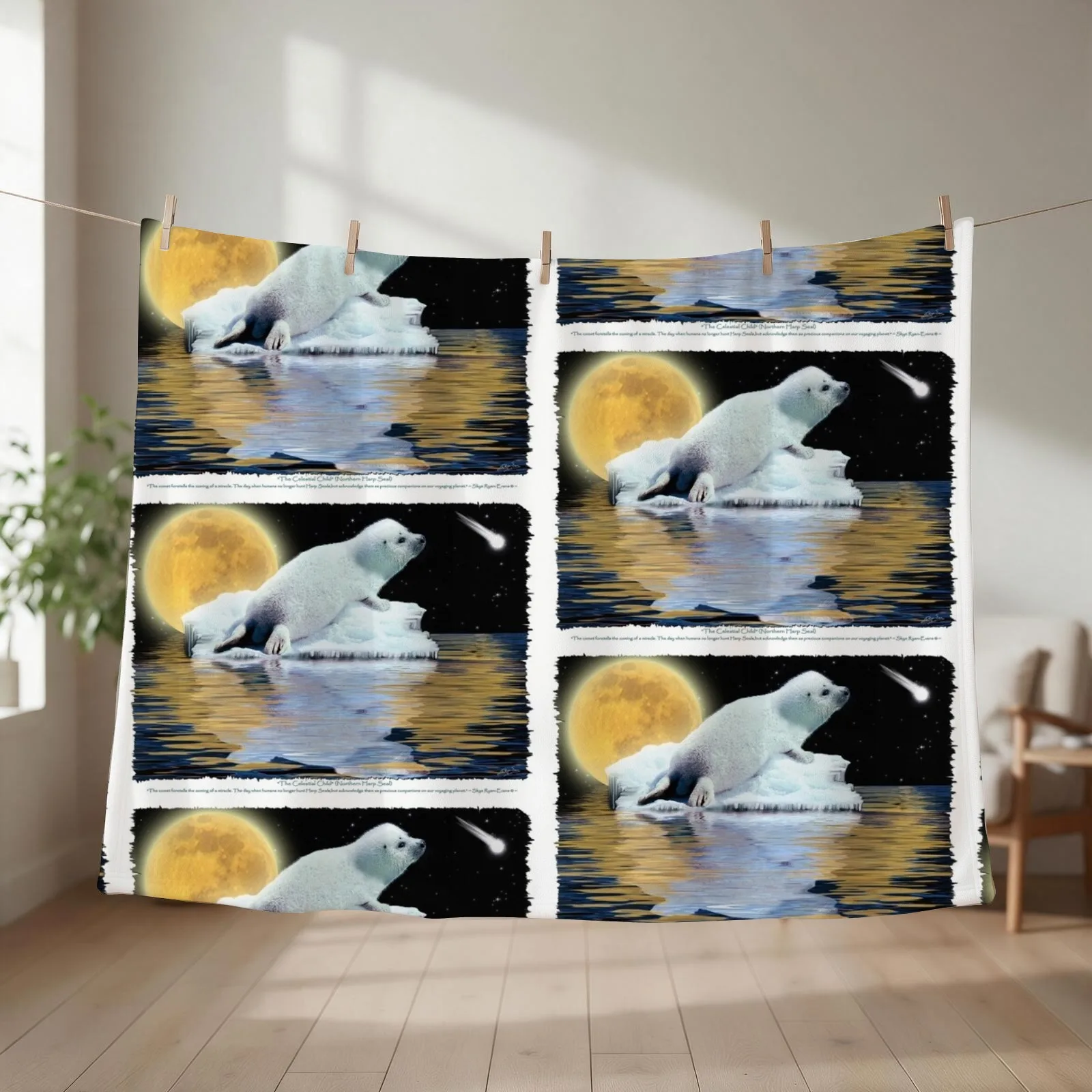 The Celestial Child (Harp Seal) Throw Blanket Sofa Baby Decoratives Sofa Throw Blankets