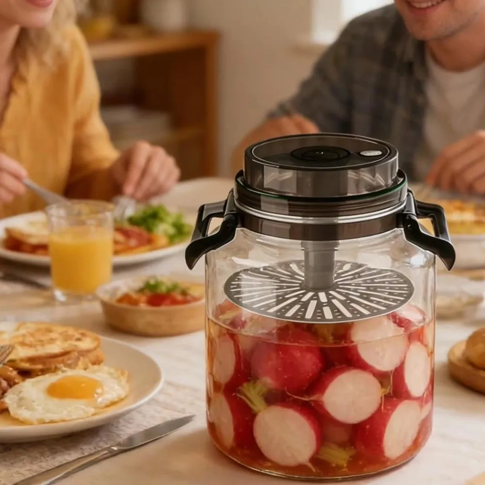 

Large Capacity Pickle Jars With Lids Food Grade With Handle Airtight Storage Pitcher Leak-Proof Sealed Hermetic Food Box