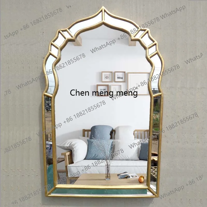 European retro glass patch cosmetic mirror bathroom mirror background wall entrance decorative mirror