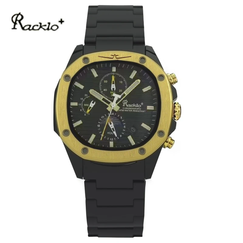 Racklo Men's Stainless Steel Waterproof Quartz Watch,Luxury Analog/Digital Dual Display Sports Watch,Casual Business Dress Watch