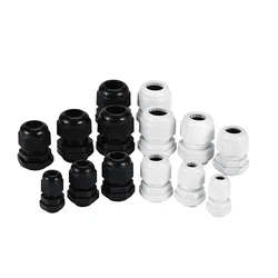 50Pcs Set of Nylon Electrical Cable Glands Press Wires Metical Thread PG M Size Entry Cord Grip Join With Gaskets