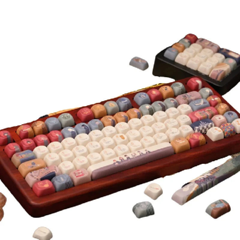 Owl'S Letter Keycap 140 Key Cherry Profile/Moa/Soa Height Pbt Material Sublimation Theme Mechanical Keyboard Accessories Anime