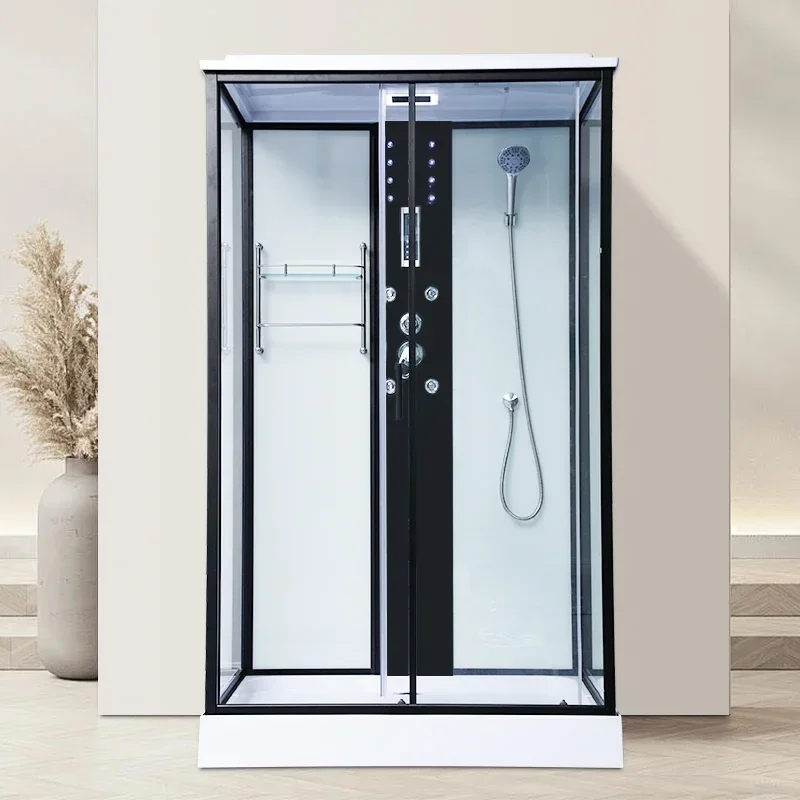 Leopard Dragon low basin black rectangular glue-free thickened frame bathroom bath room integral shower room shower partition