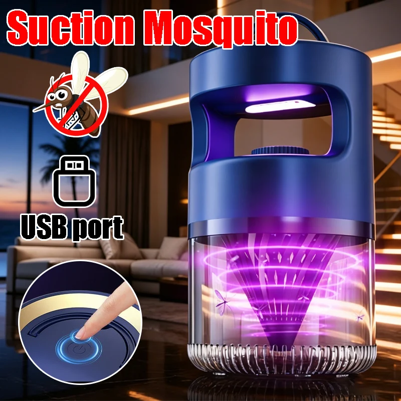 Suction Mosquito Killer Lamp with USB Night Light Powerful Attract Quiet Insect Trap for Home Lightweight Portable Bug Zapper