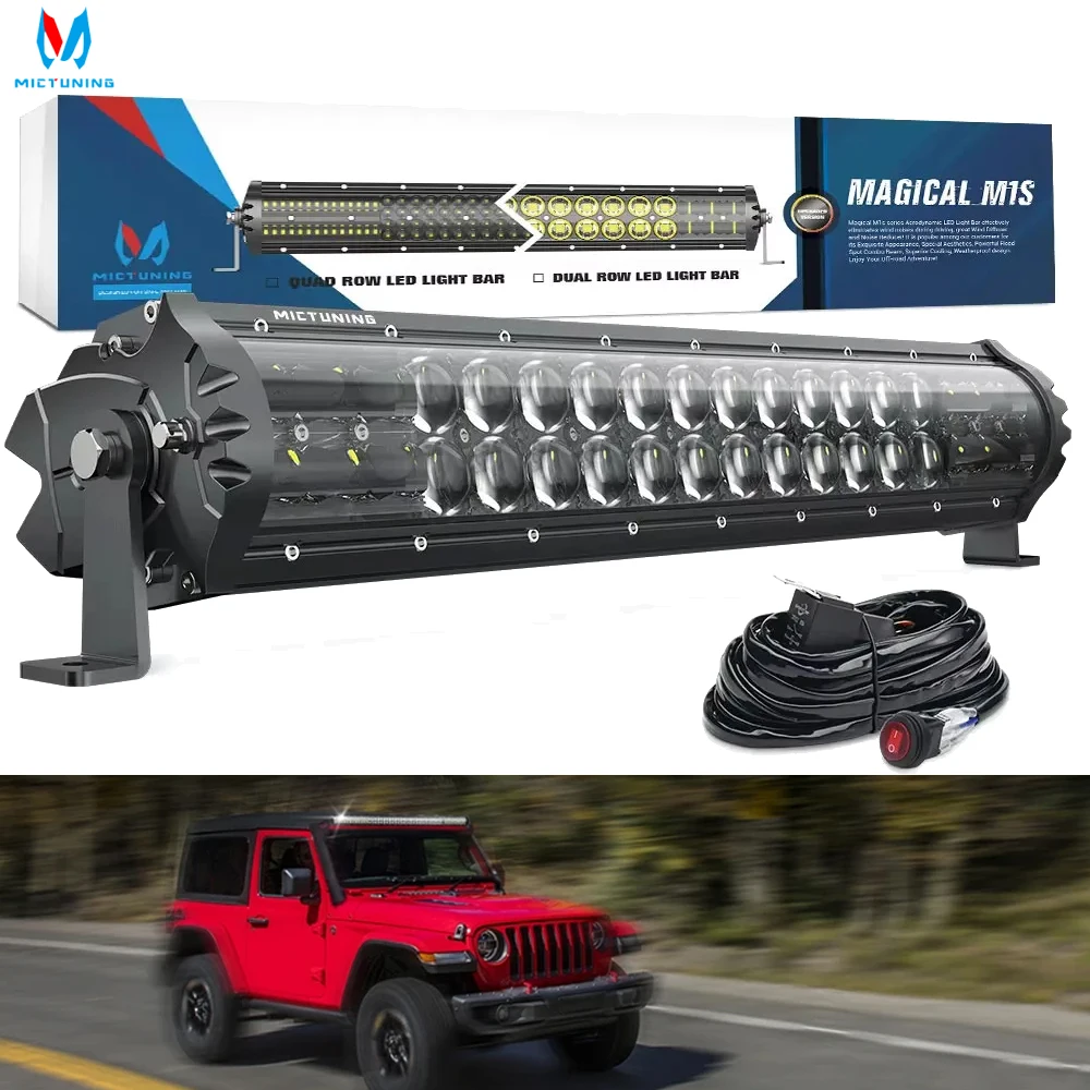 

MICTUNING M1S 19'' Aerodynamic LED Work Light Bar High Power Led Work Lights Spot Flood Combo Beam With Wiring Harness for Truck