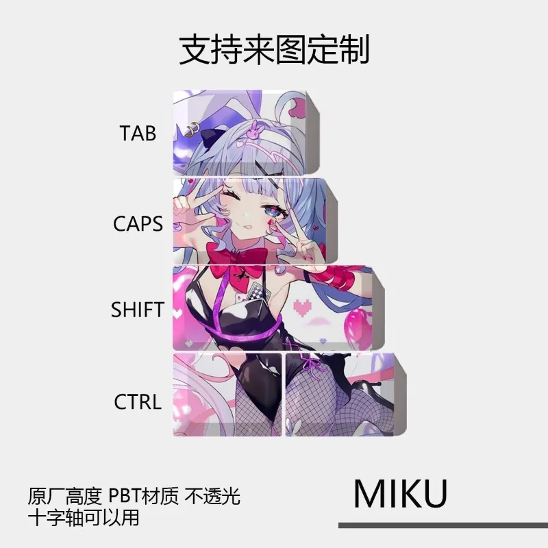 Klawisze do klawiatury mechanicznej z motywem Rabbit Hole, anime, Cherry PBT, personalizowane, urocze, akcesoria do klawiatury PC, prezent dla graczy, kreskówkowe. — zdjęcie produktu 3