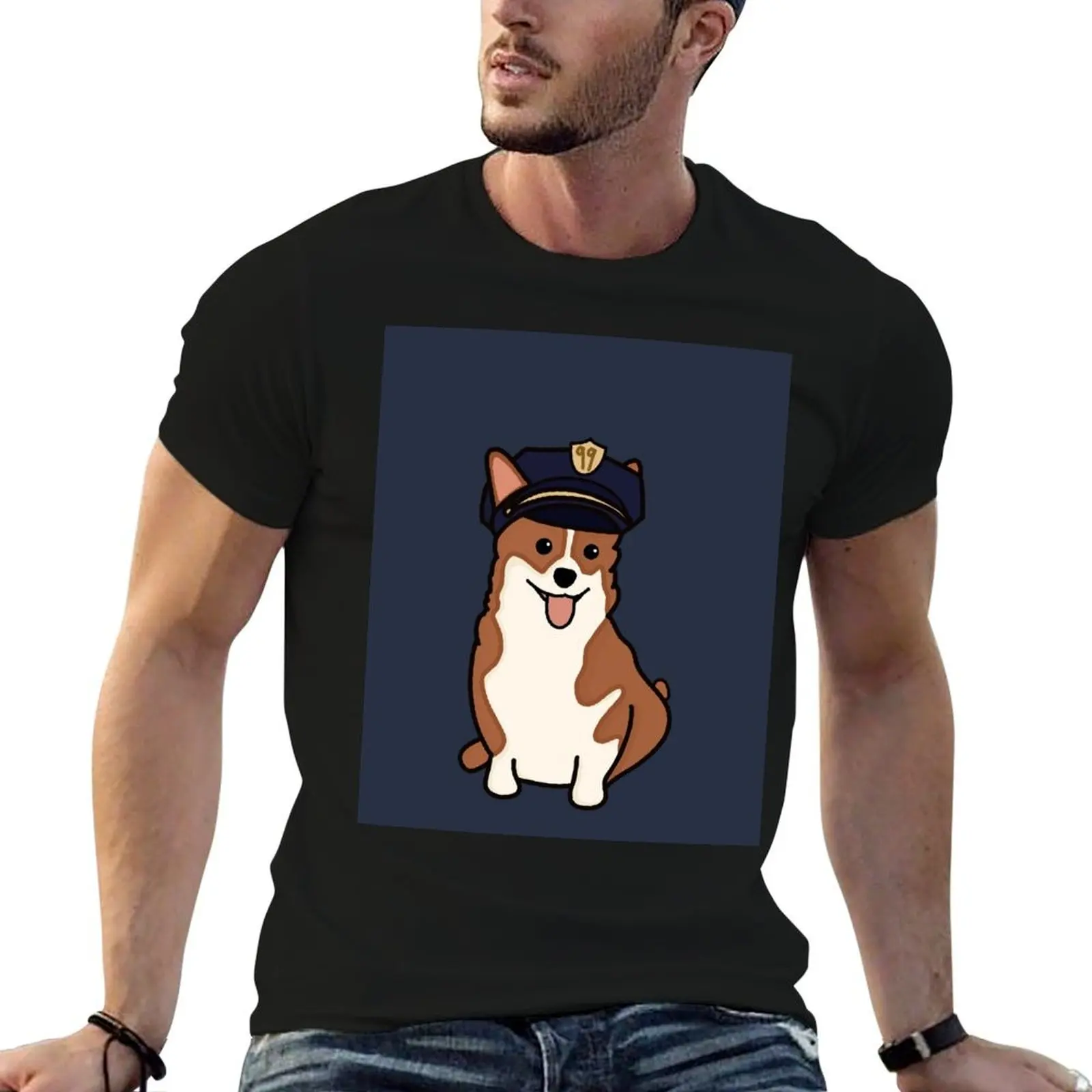 shirt with man cotton t pack Hat T-Shirt shirt Police heavy cotton t Cheddar