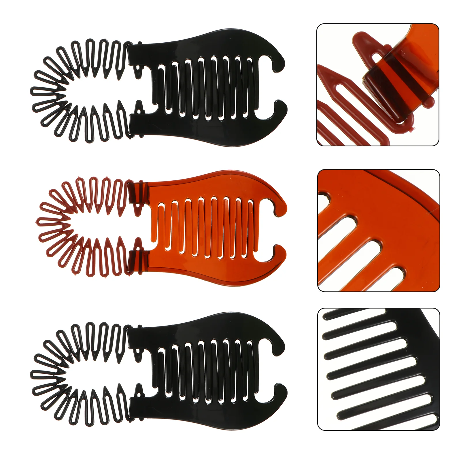 

6pcs Side Comb Banana Vertical Clips Black Brown Hairstyle Tool Durable Elastic Hair Accessories Ponytail Holder Classic