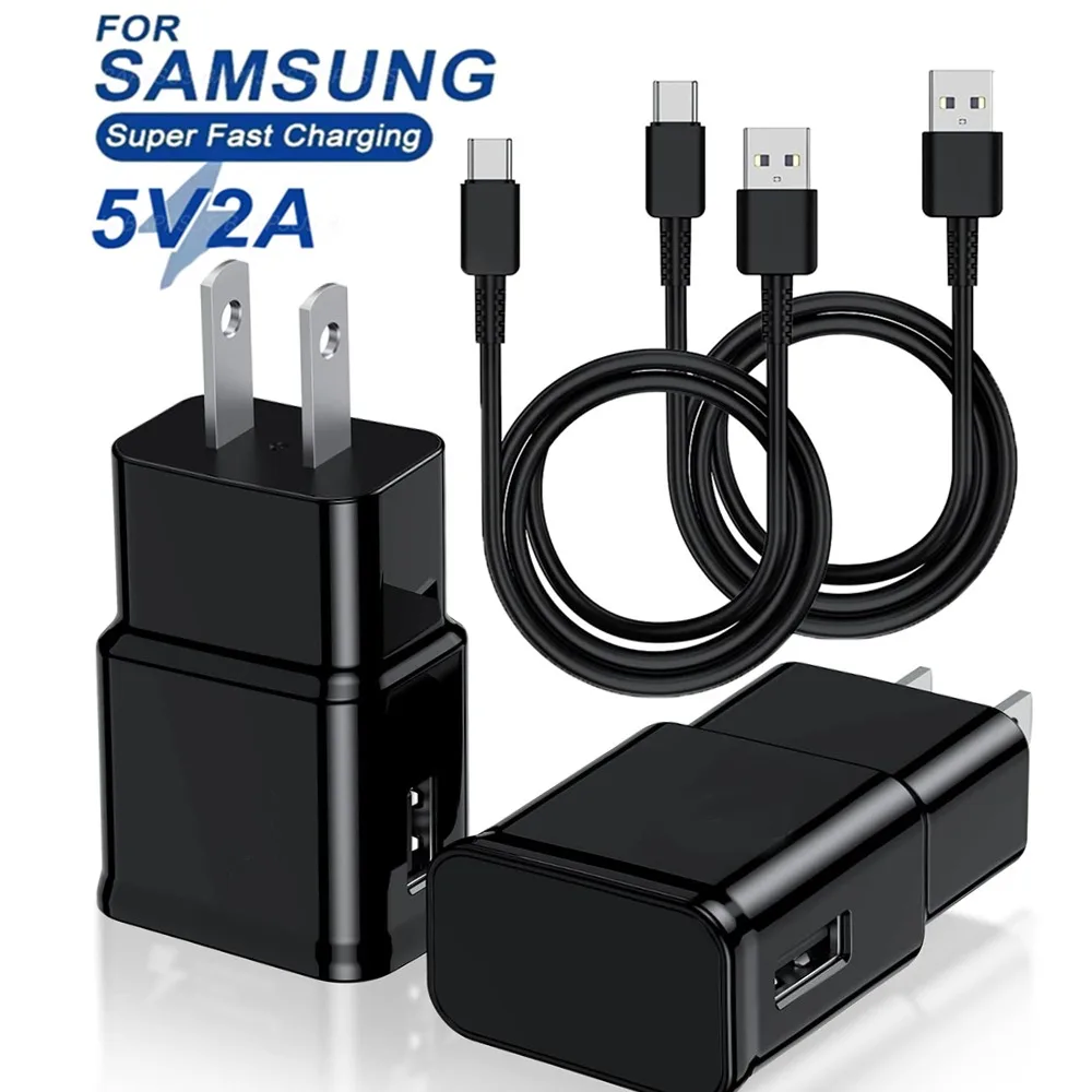 2A 5V Quick Chargers for Samsung Galaxy S24 Ultra S23 S22 S21 S20 Note 10 20 Plus A54 A53 USB To Type C Fast Charging Cable