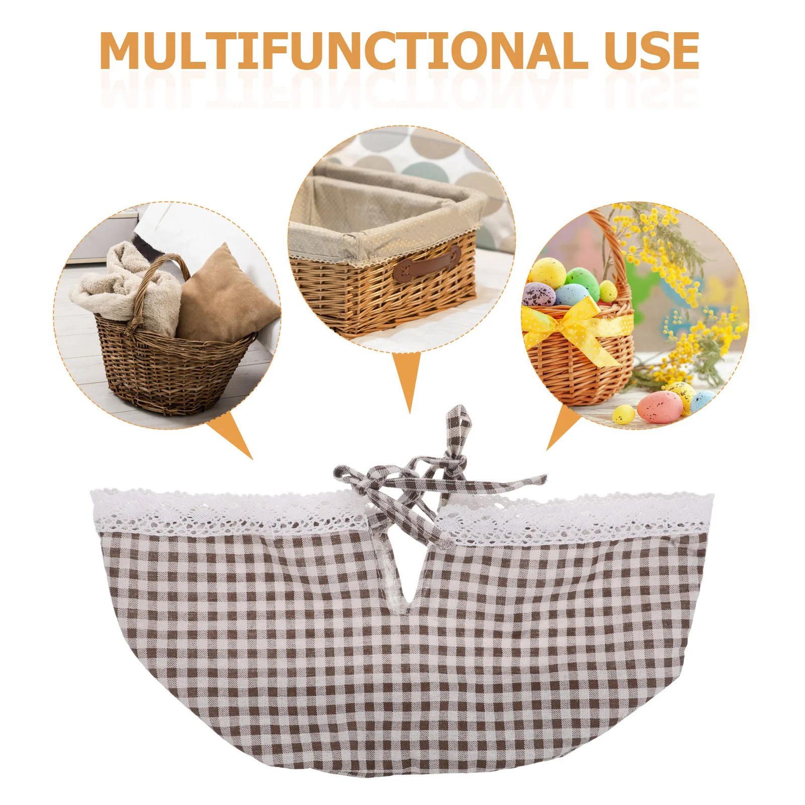 Plaid Picknick Korb Liner Ersatz Spitze Einsatz Tuch Abdeckung Bauernhaus Korb Futter für Wicker Rattan Dekorative Lagerung
