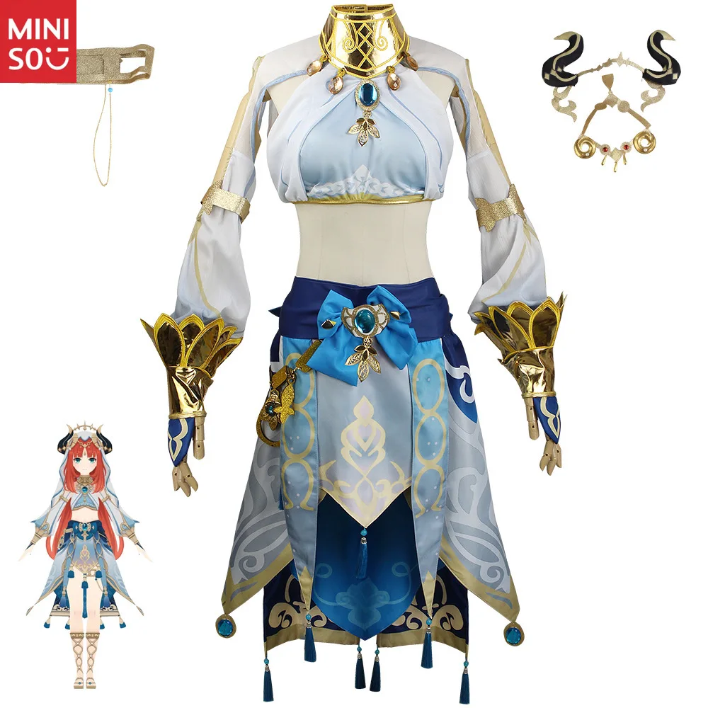 

Miniso Nilu Cos Blue Costume Female Western Region Dancer Cosplay Anime Costume Female Full Set