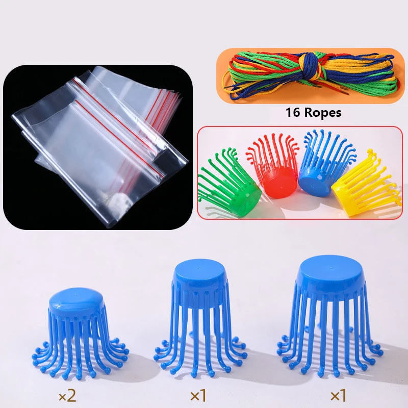 4Pcs Kids DIY Weaving Craft Toys Flower Basket Braided Rope Hand Knitting Hand-eye Coordination Fine Motor Training Puzzle Toys