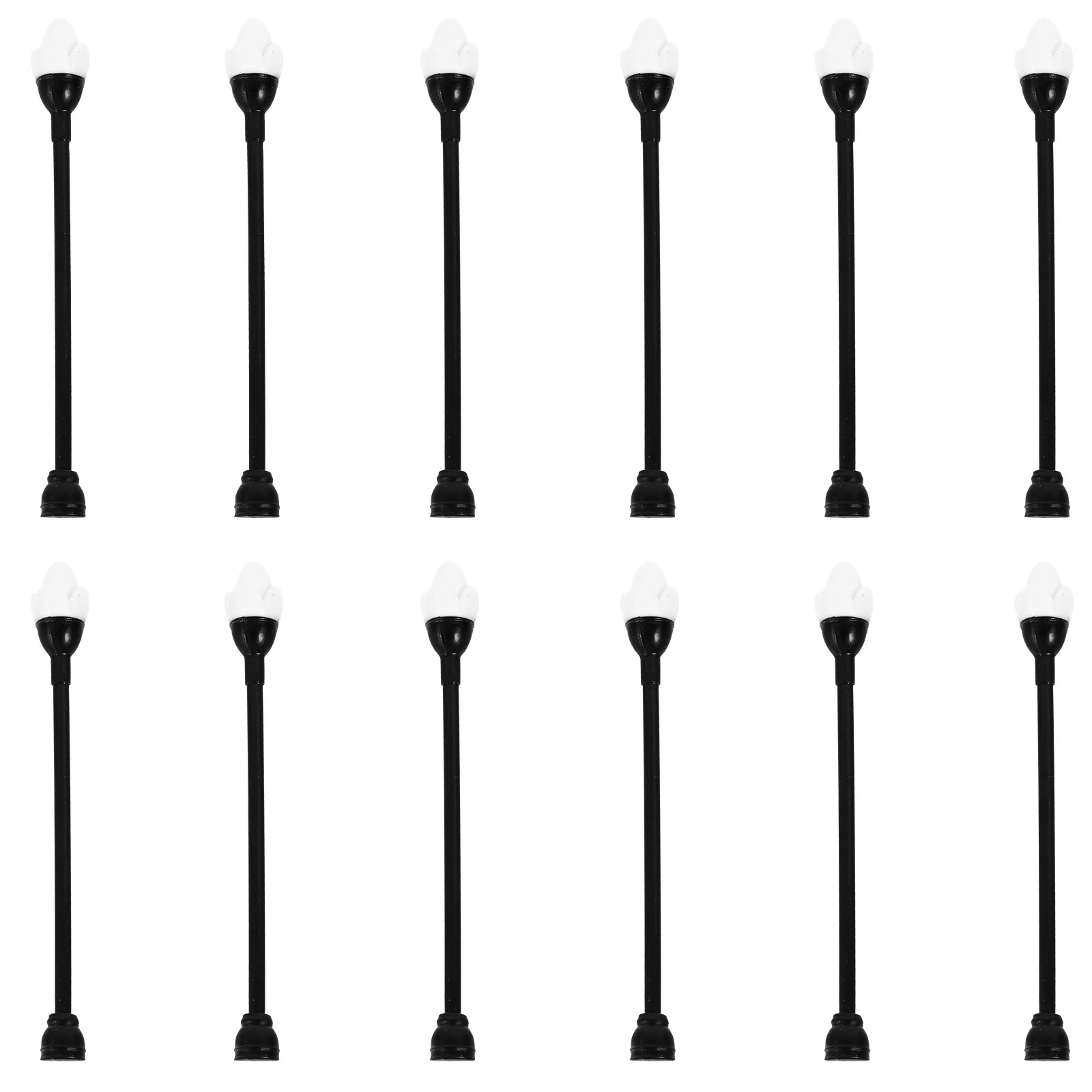 12 szt. Miniaturowe lampy uliczne symulujące oświetlenie, dekoracyjne akcesoria do mikrokrajobrazu, stołu z piaskiem, do scenek mini domków i dioram.