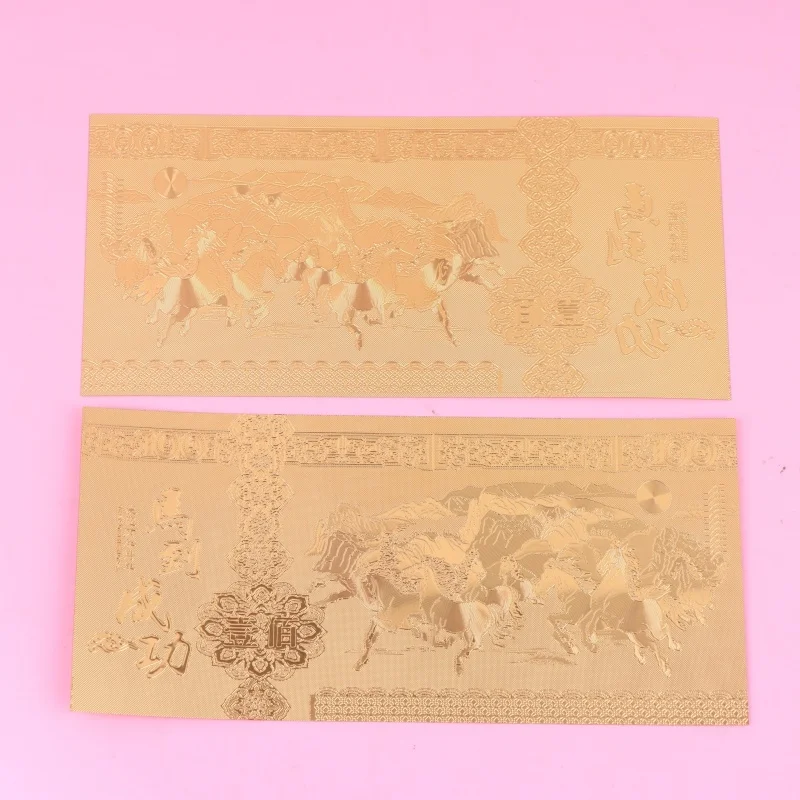 2026 الحصان العام ملاحظة عملة مطلية بالذهب احتفال الملاحظات التذكارية لجمع ديكور المنزل حقيبة محظوظ ضيف هدية الحرف