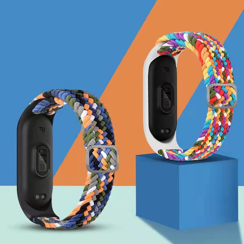 Strap for Xiaomi Mi Band 7 6 5 4 3 Nylon Braided Adjustable Bracelet Elastic Strap For Miband 6 5 4 Replacement Wristband Strap