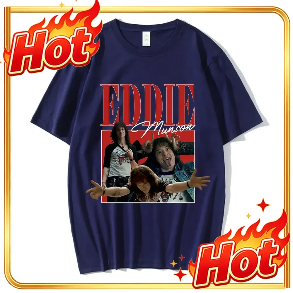 Eddie Munson T-shirts Men's Harajuku Graphics Print T-shirt Short Sleeve Oversize Streetwear Unisex Cotton Casual T Shirt