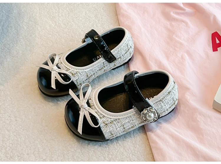 Kinder-Flachschuhe Einfache Schleifen Elegante Mädchen-Prinzessinnenschuhe Vielseitige Weiche Sohle 2026 Brandneue Kinder-Lederschuhe Rutschfest – Detail 5
