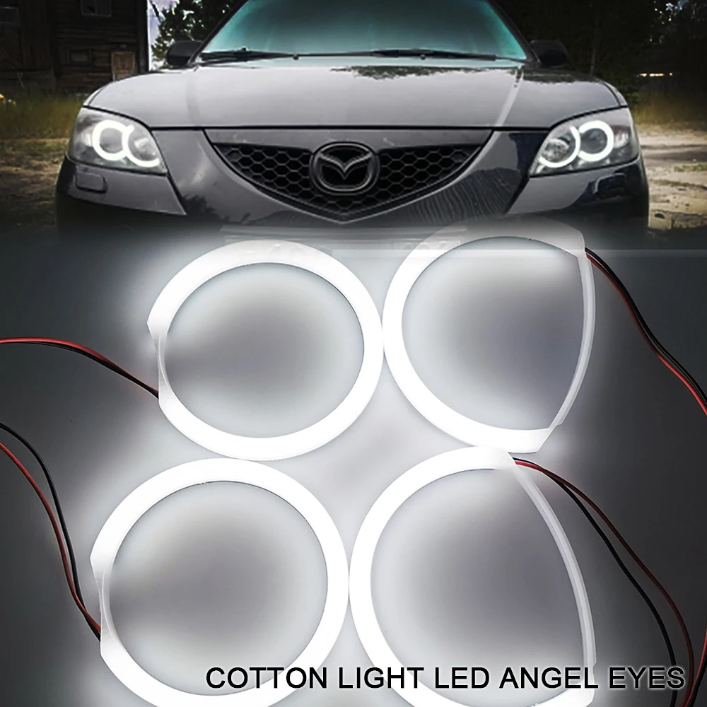 

4Pcs For Mazda 3 6 mazda3 BK 2003-2009 Mazda6 MPS 2002-2008BUltra Bright Cotton Angel Eyes Kit Halo Rings DRL Headlights