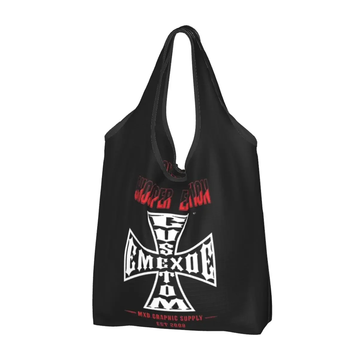 

Personalized West Coast Iron Cross Choppers Portable Tote Shopping Bags Large Capacity Shopper Bag Grocery Handbag Shoulder Bag