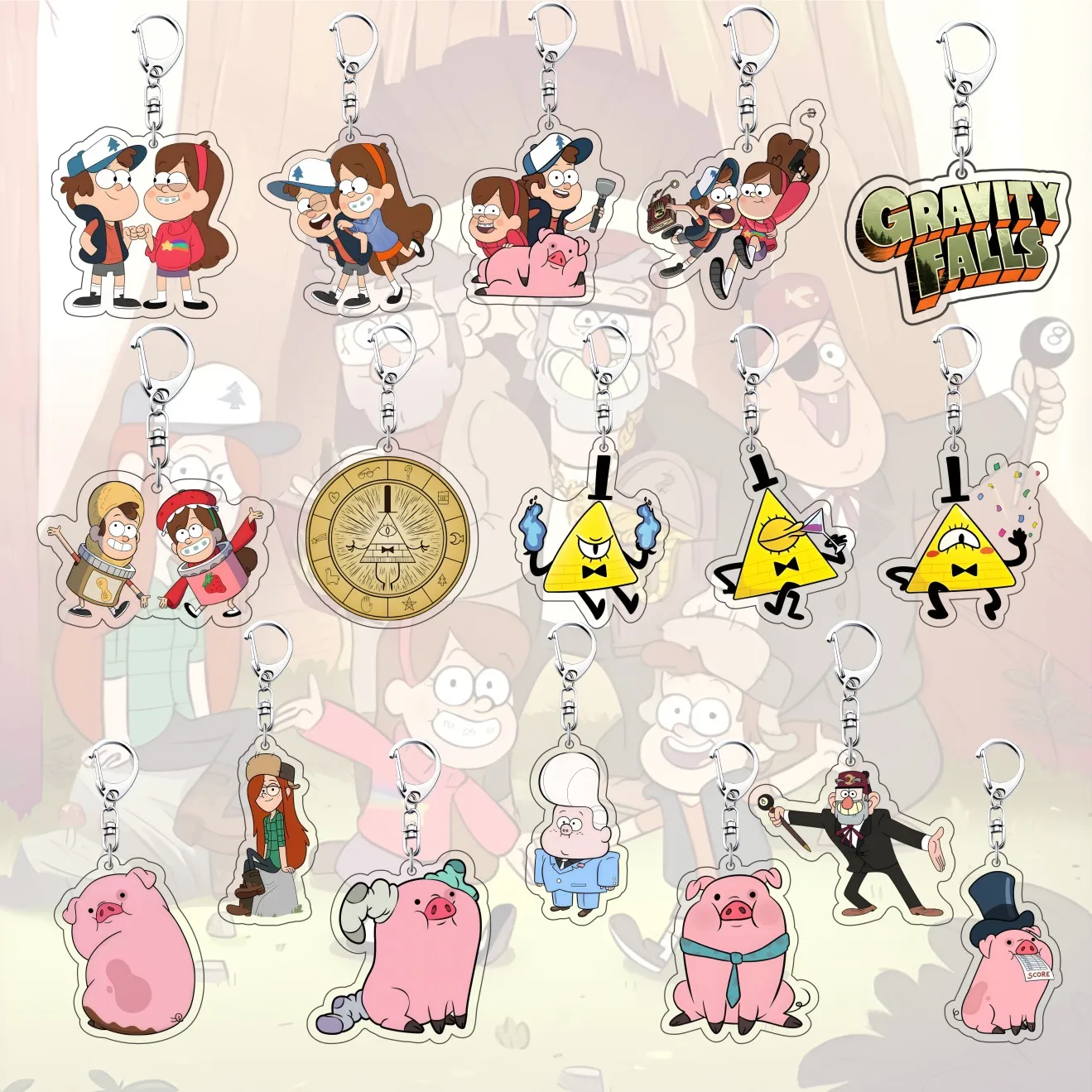 Animación Gravity Falls, Colgante de Acrílico de 6 cm con Personajes Adorables (Dipper Pines, Mabel Pines), para Mochila, Llavero de Coche, Decoración, Regalo para Fans