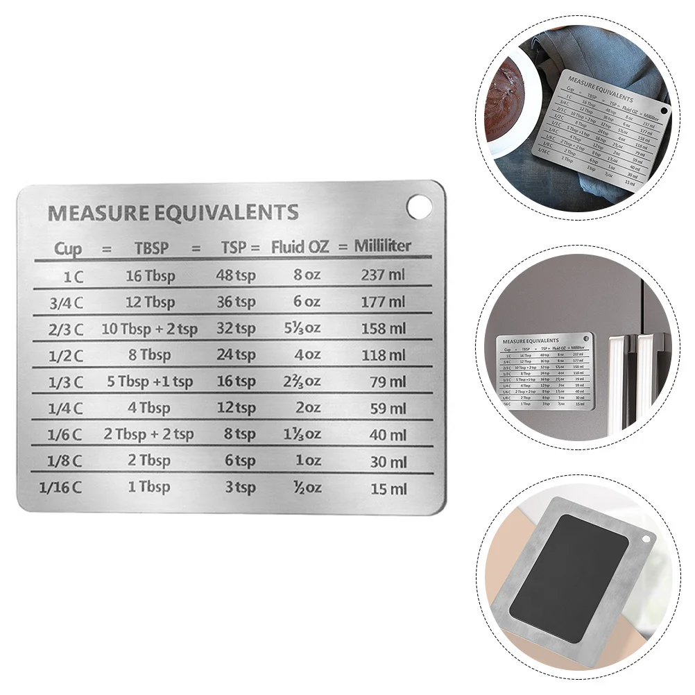 Unit: Conversion Tables Home Accessory Professional Measure Chart Magnets Household Small Baking Stainless Steel Tool Reusable