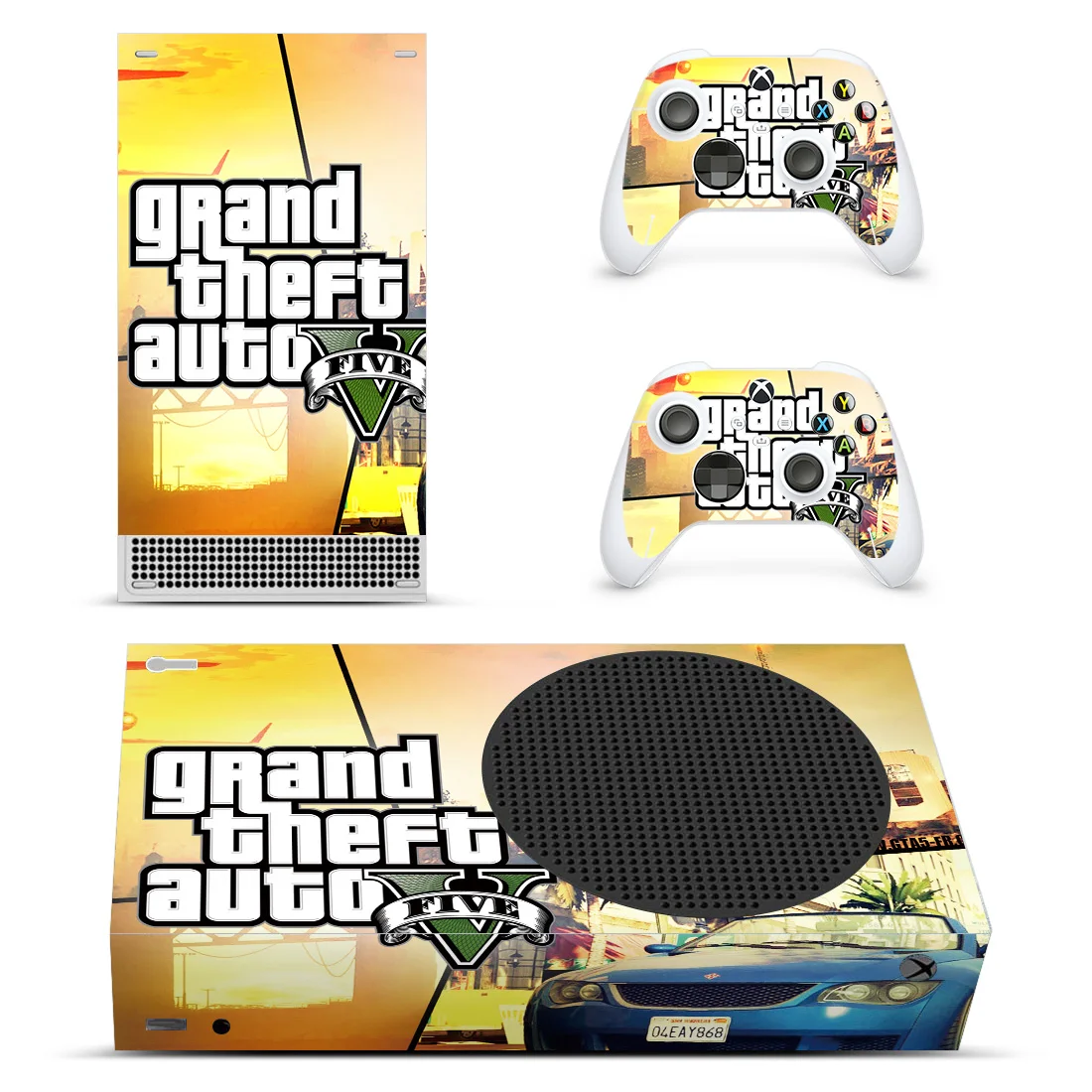 GTA نمط Xbox سلسلة S ملصق الجلد لوحدة التحكم و 2 وحدات تحكم مائي الفينيل جلود واقية نمط 1